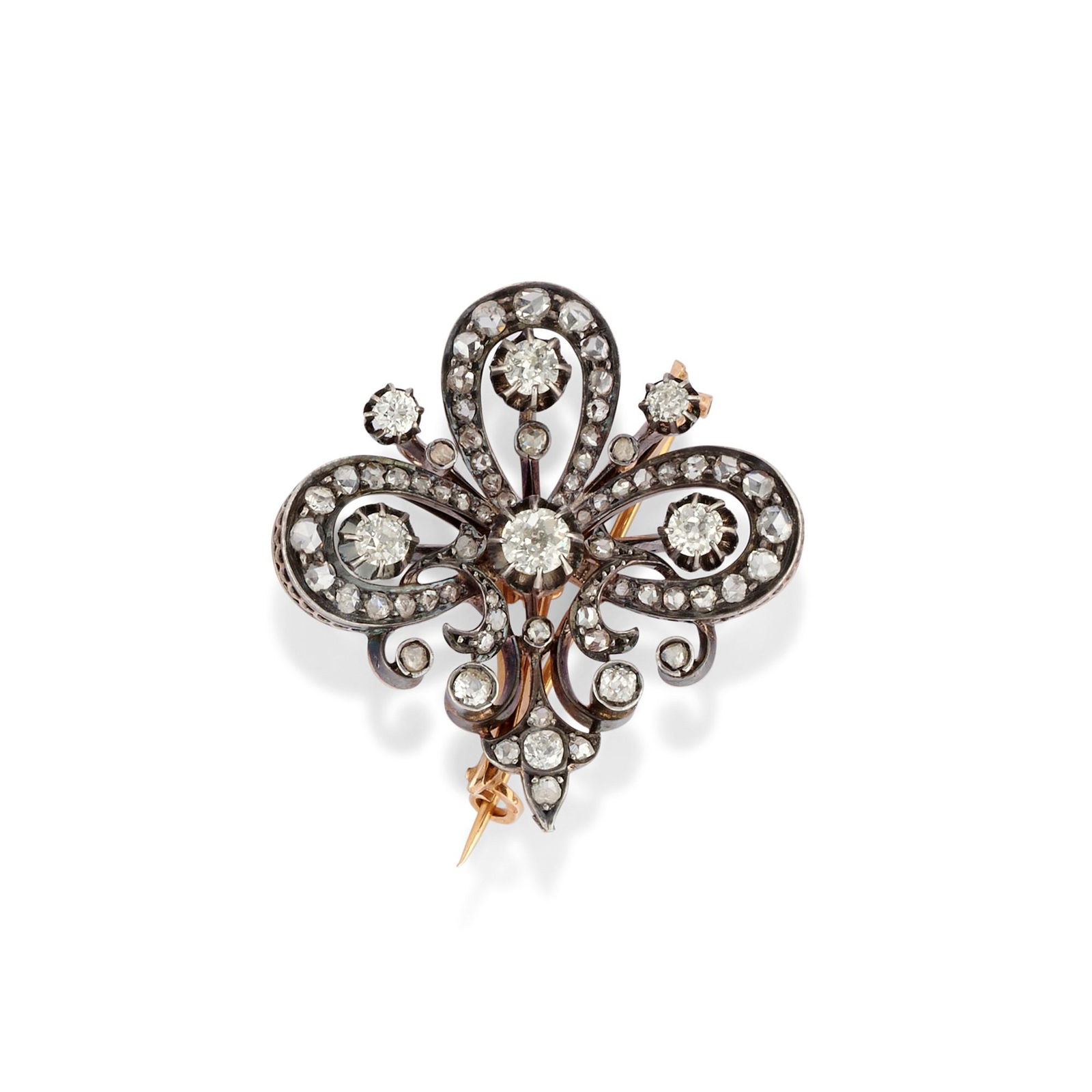 A silver, 18k yellow gold and diamond pendant-brooch, 19th Century (1 of 1)
