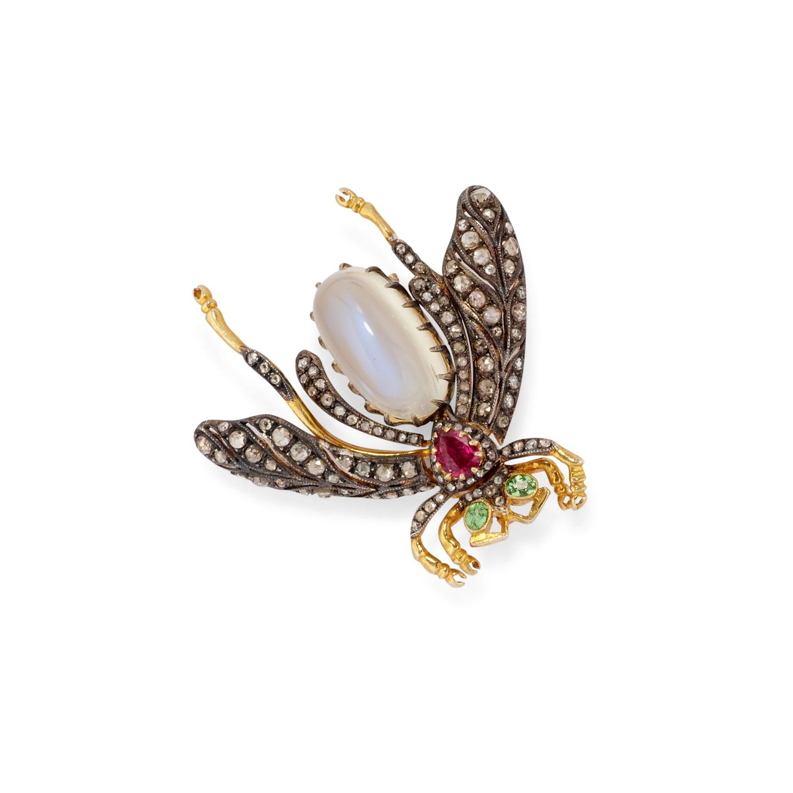 A silver and colored gemstone brooch (1 of 1)