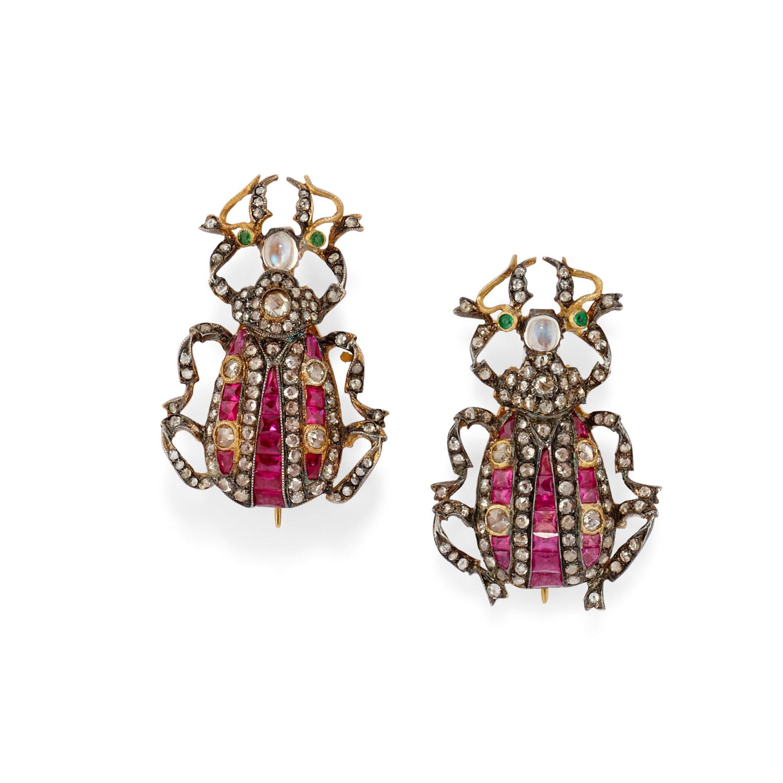 A silver, diamond and color stone two brooches (1 of 1)