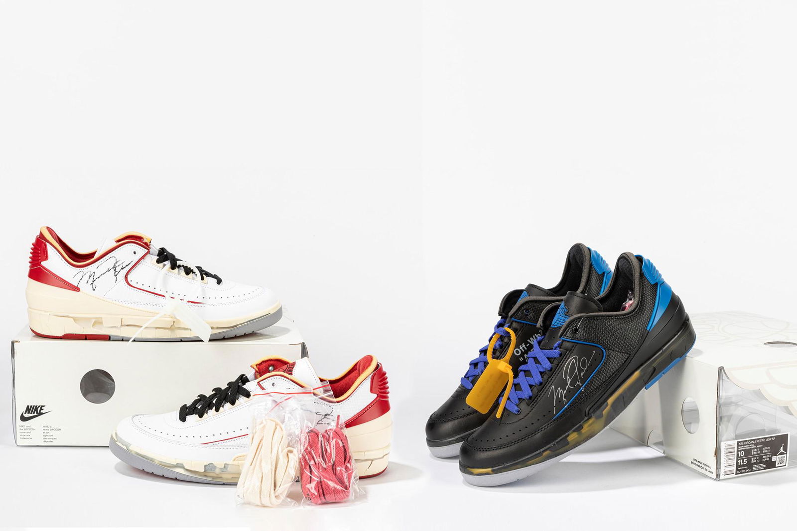 NIKE - Bundle Pack - Jordan 2 Retro Low SP Off-White White Red & Black Blue | Size US 10 EUR 44 (1 of 7)
