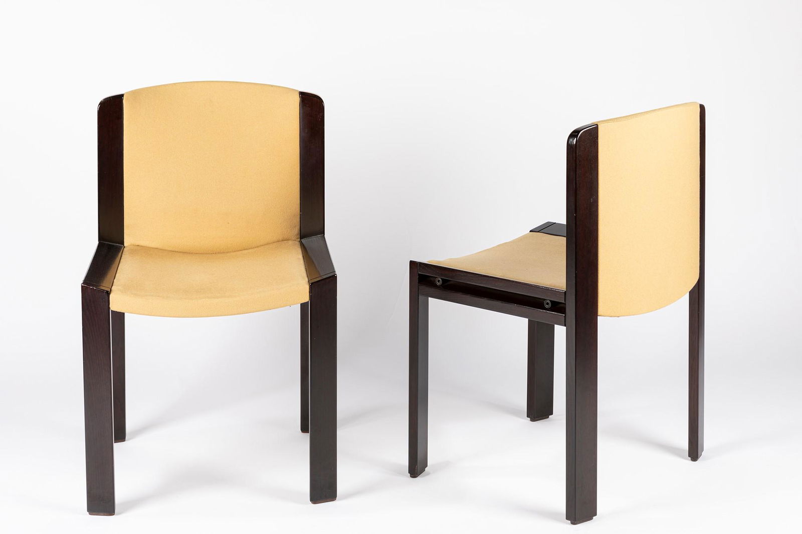 Joe Colombo - Eight chairs: Eight chairs, 1966 h76 x 48 x 50 cm model 300. Wood and fabric covering.Pozzi Manufacture.