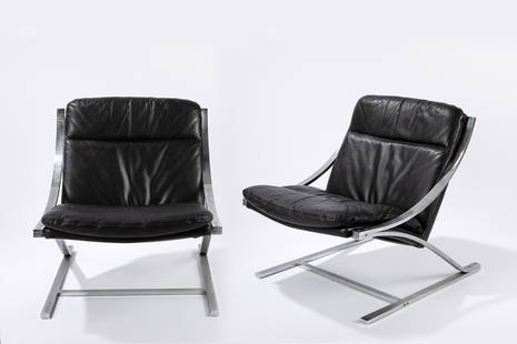 Paul Tuttle - Zeta Chairs: Zeta Chairs, 1968 h 72 × 67 × 84 cm three chairs. Leather, chrome-plated steel.Strӓssle International, Switzerland LITERATUREPaul Tuttle Designs, Berns, ppg. 48-49;