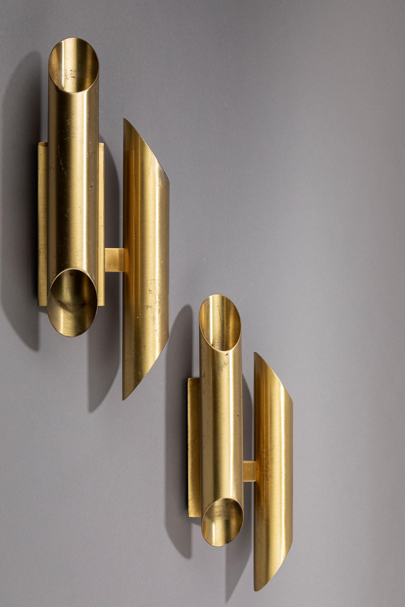 Gianni Celada - Carciofo: Carciofo, 1960 ca. h 31 x larg 18 cm Two wall lamps. Four lights, metal structure. Fontana Arte Manufacture.