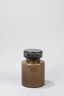 Luciano Vistosi - Jar, 1960 ca.: h 22x15 cm in blown glass with lid. vetrerie Vistosi production