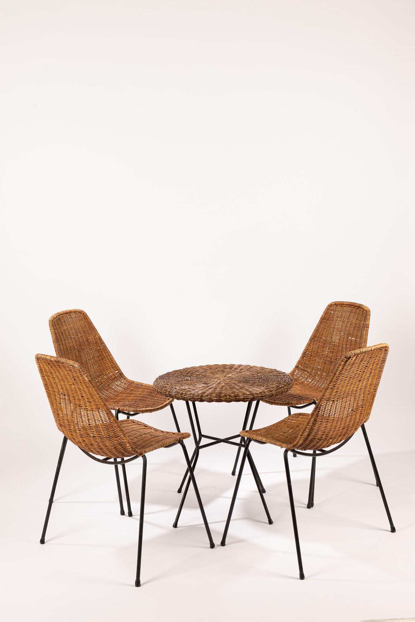 Franco Campo - Carlo Graffi - Coffee table and four chairs, 1950 ca. (1 of 2)