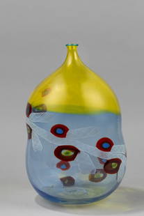 Anzolo Fuga - Vase, 1950 ca.: h 33 cm x diam 22 cm from serie Murrine Incatenate. Murrine decorations in transparent glass.Avem Manufacture. LITERATURERosa Barovier Mentasti, Anzolo Fuga, New York 2005, p. 150.