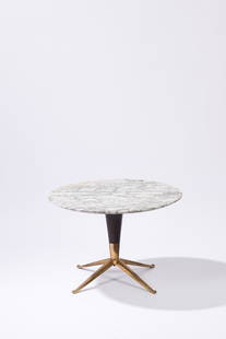 Melchiorre Bega - Coffee table, 1950 ca.: h 48 x 69 x 71 cm brass base, wooden body and marble plane.