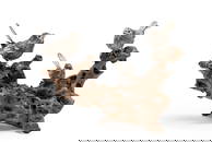 Mario Buccellati - A sterling silver sculpture of three sparrows on a branch, Italy, 20th Century