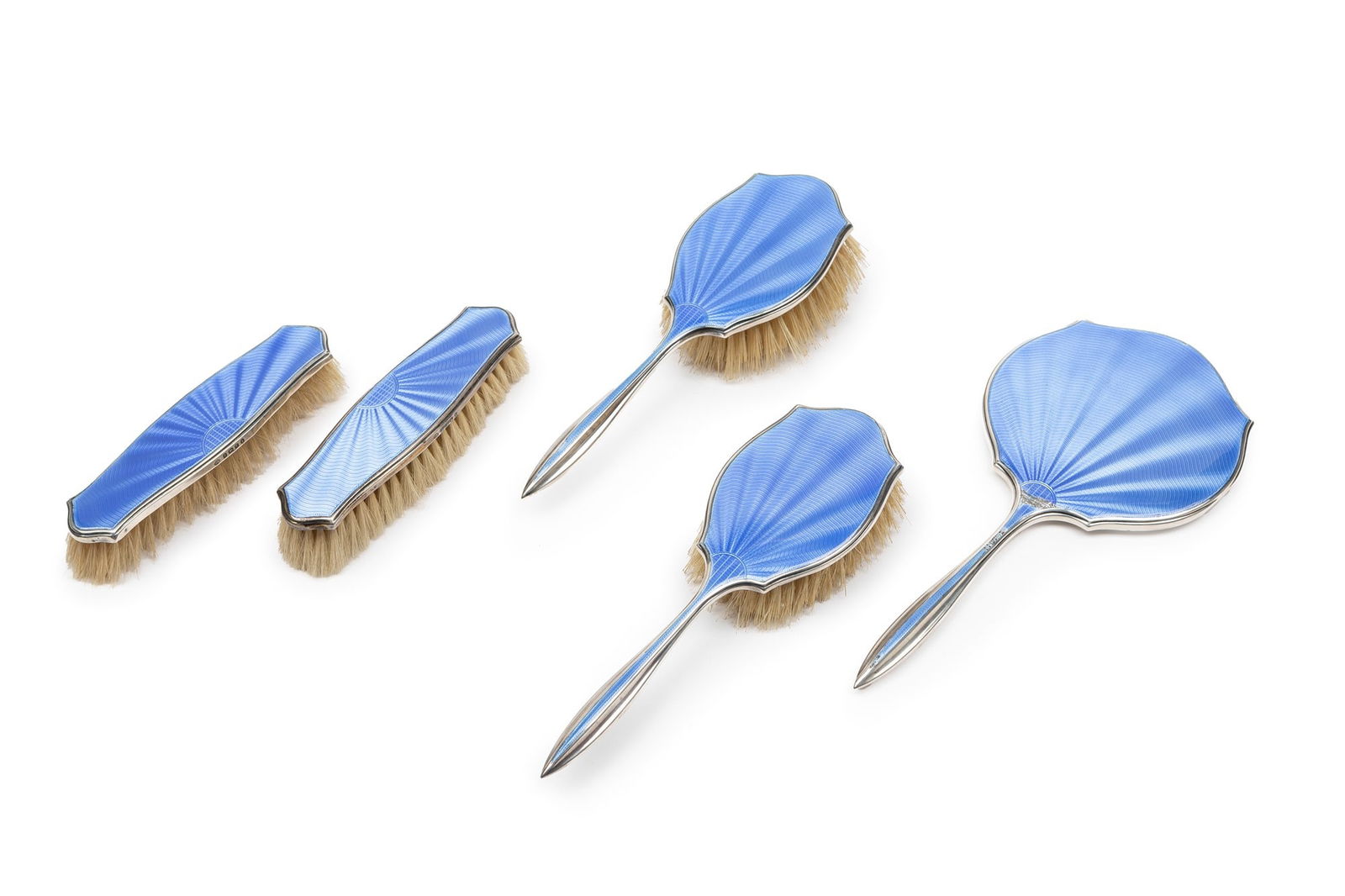 Silver and enamel toilet set, England, 20th Century (1 of 2)