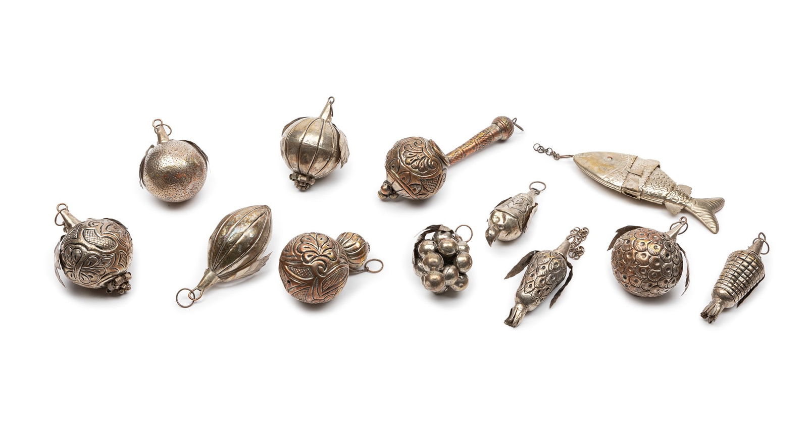 Nine silver plated Christmas ornaments (1 of 1)