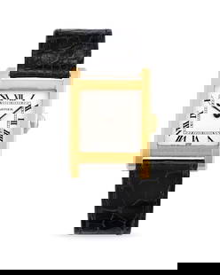 Cartier Tank Normale ,80s: Cartier Tank Normale, 80s 18k gold rectangular case, n.780920251. White dial, painted roman numerals. Hand-winding movement. Cartier leather strap and Cartier rose gold deployant buckle. Size: 30 x 22