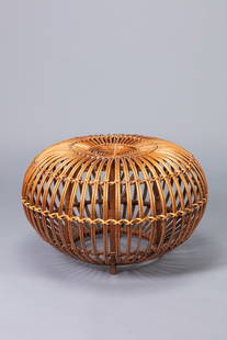 Franco Albini (1905-1977) - Vimini pouf, 1970 ca.: h 55 x diam 70 cm rattanManufactured in Italy
