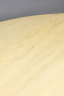 Eero Saarinen - Tulip, 1965: h 77 x diam 125 cm enamelled die-cast aluminium table with white veined marble topManufactured by Knoll International since 1965.manufacturer's label on the base and partial manufacturer's label