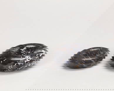 Sergio Asti - Pair of bowl, 1970 ca.: h 4 x diam 11 cm; h 3 x diam 8 cm in black and white marbleOriginal labelProduction Up & Up