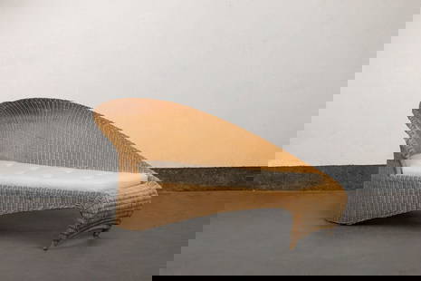 Manifattura Italiana - Chaise longue , 1970 ca.: h 93 x 189 x 73 cm wicker with fabric covering.Italian Manufacture.