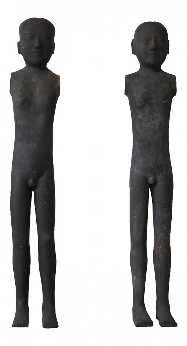 Two Standing Pottery Warriors Western Han Dynasty (1 of 4)