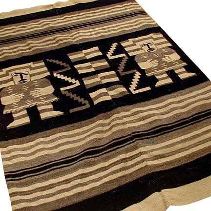 Navajo Rug: Navajo textiles are produced by members of the Navajo tribe, from the Four Corners area of the United States. Typical Navajo patterns are strongly geometric. Origin: Navajo Date: 20th Century Size: <