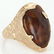 14K Gold Fire Agate Handmade Mens Cocktail Ring
