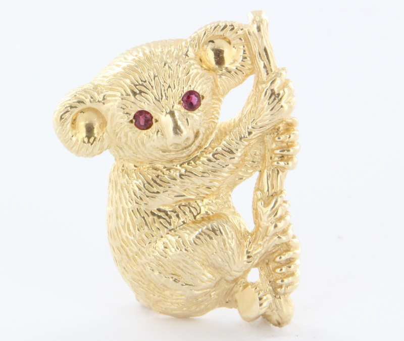 14k Yellow Gold Ruby Koala Bear Pin Brooch    Pre-Owned (1 of 4)