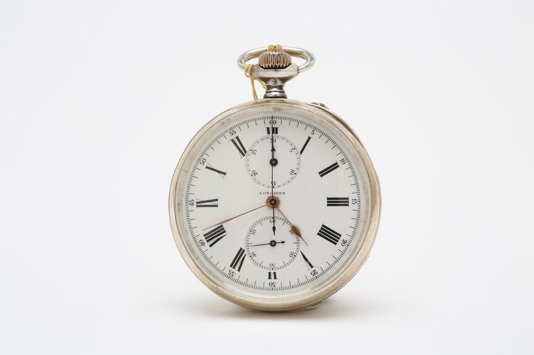 1900s Silver Longines Chronograph Pocket Watch (1 of 4)