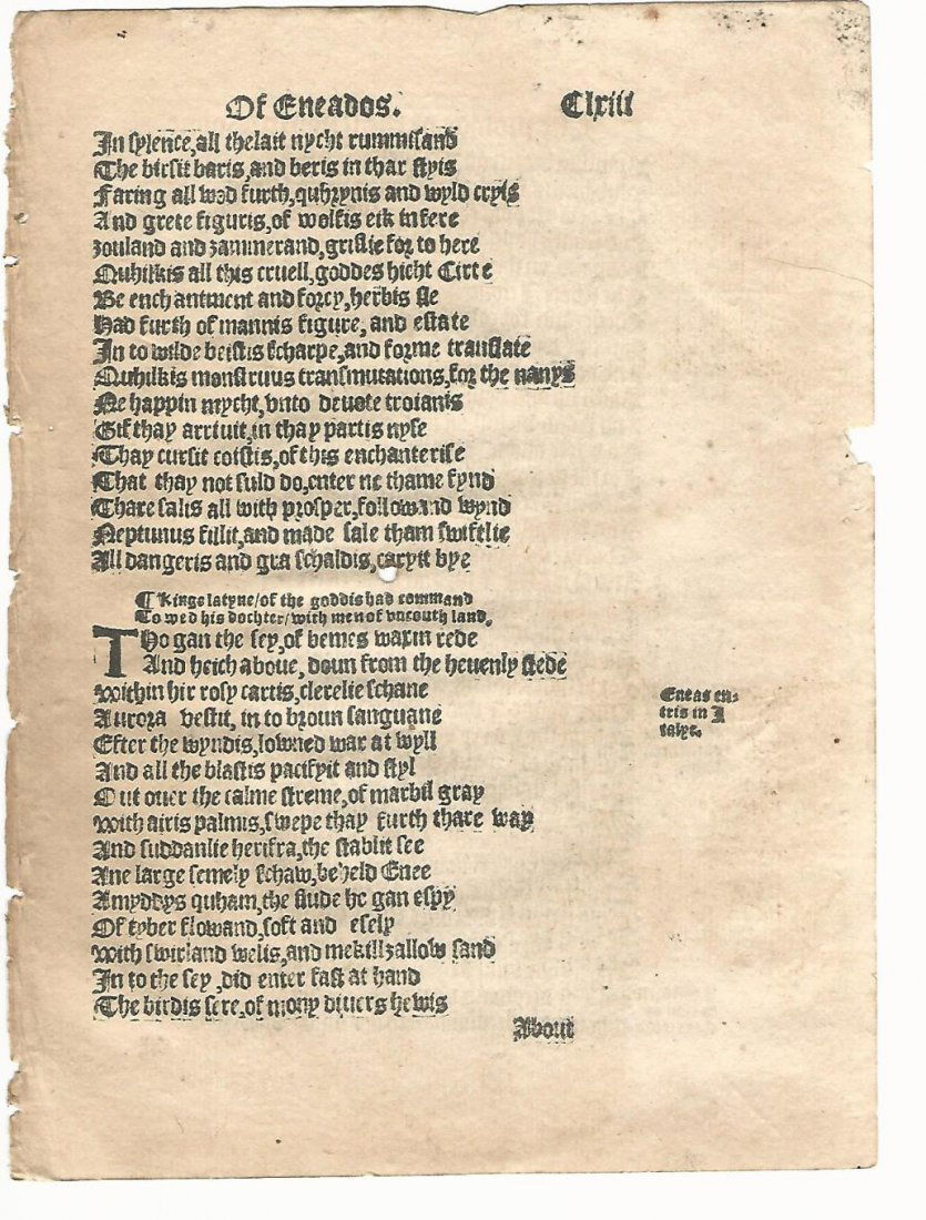 1553 Virgil Aeneid Leaf in Scots English (1 of 1)
