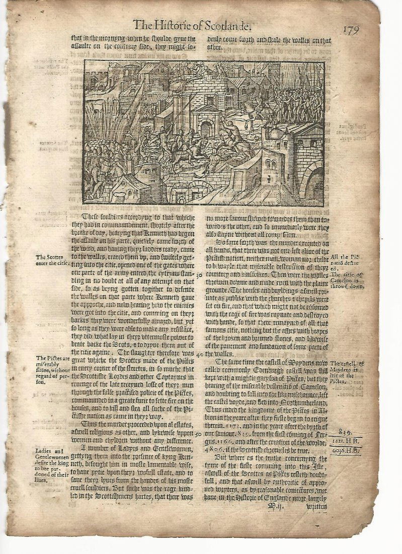 1577 Woodcut Leaf Holished Chronicle Scotland (1 of 1)