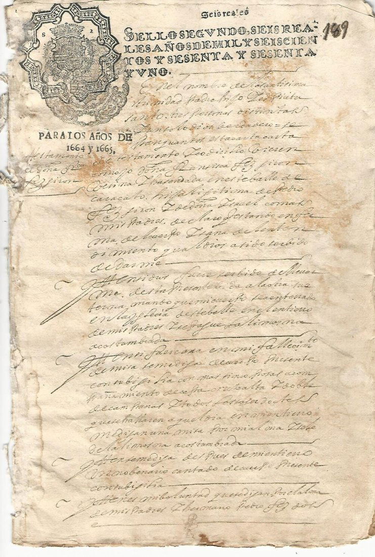 1671 Spanish Colonial Peru Manuscript (1 of 2)