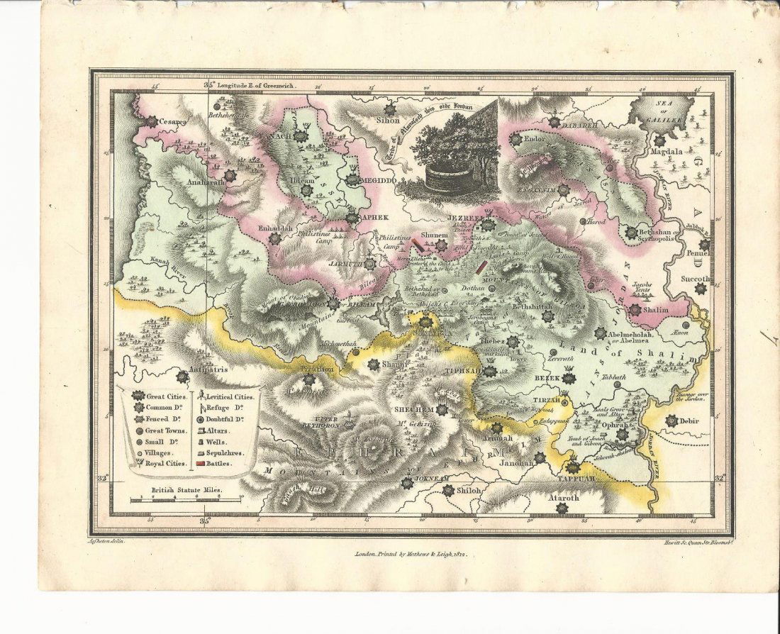 1812 Hand Colored Map Holy land (1 of 1)