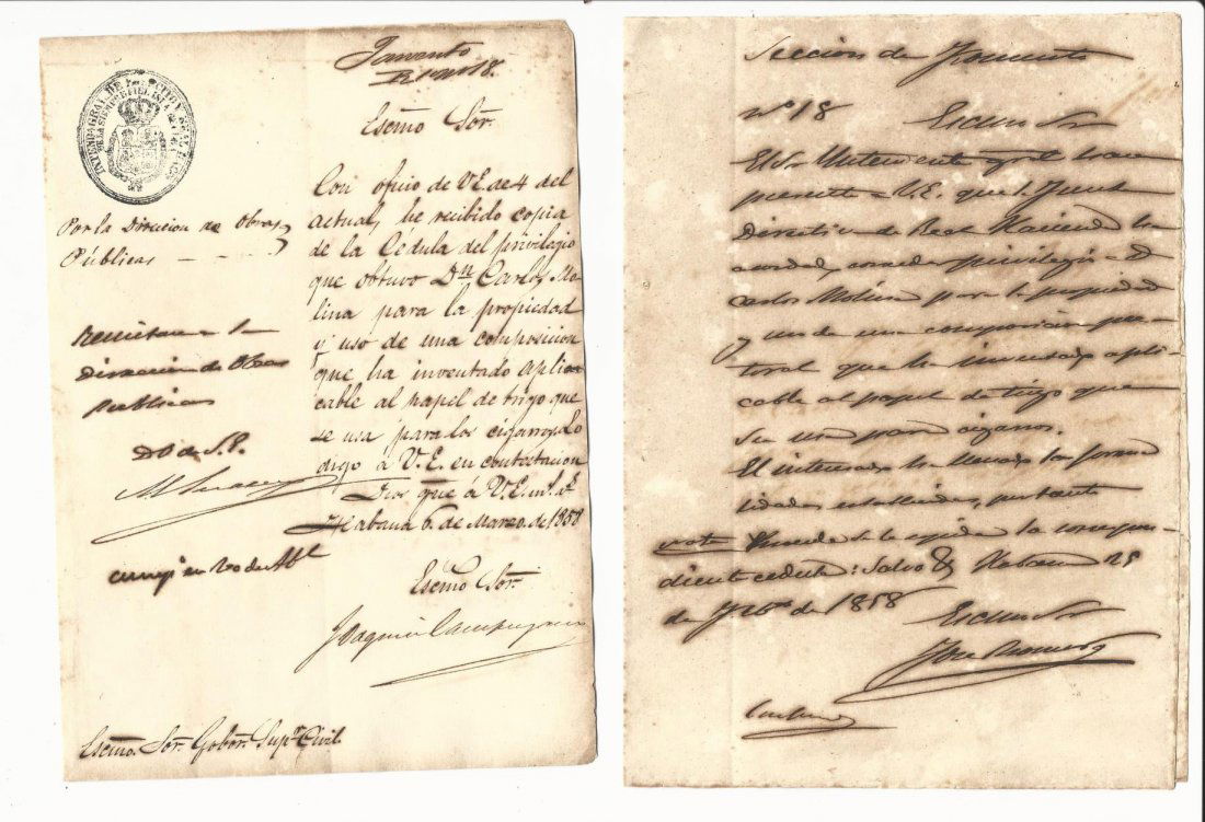 1858 Two Cuba Cigar Patent Documents (1 of 1)