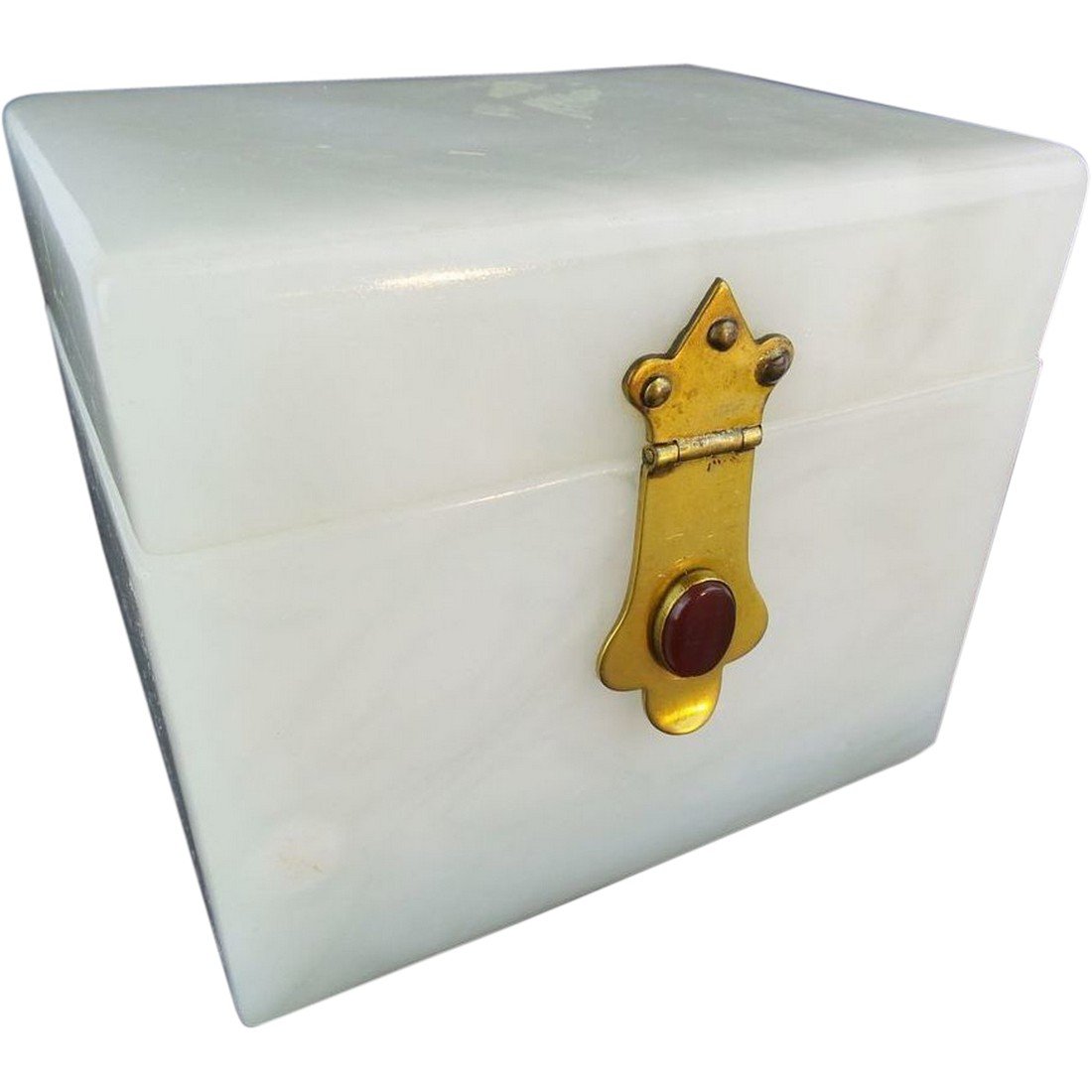 Antique French Alabaster Jeweled Hinged Box (1 of 10)