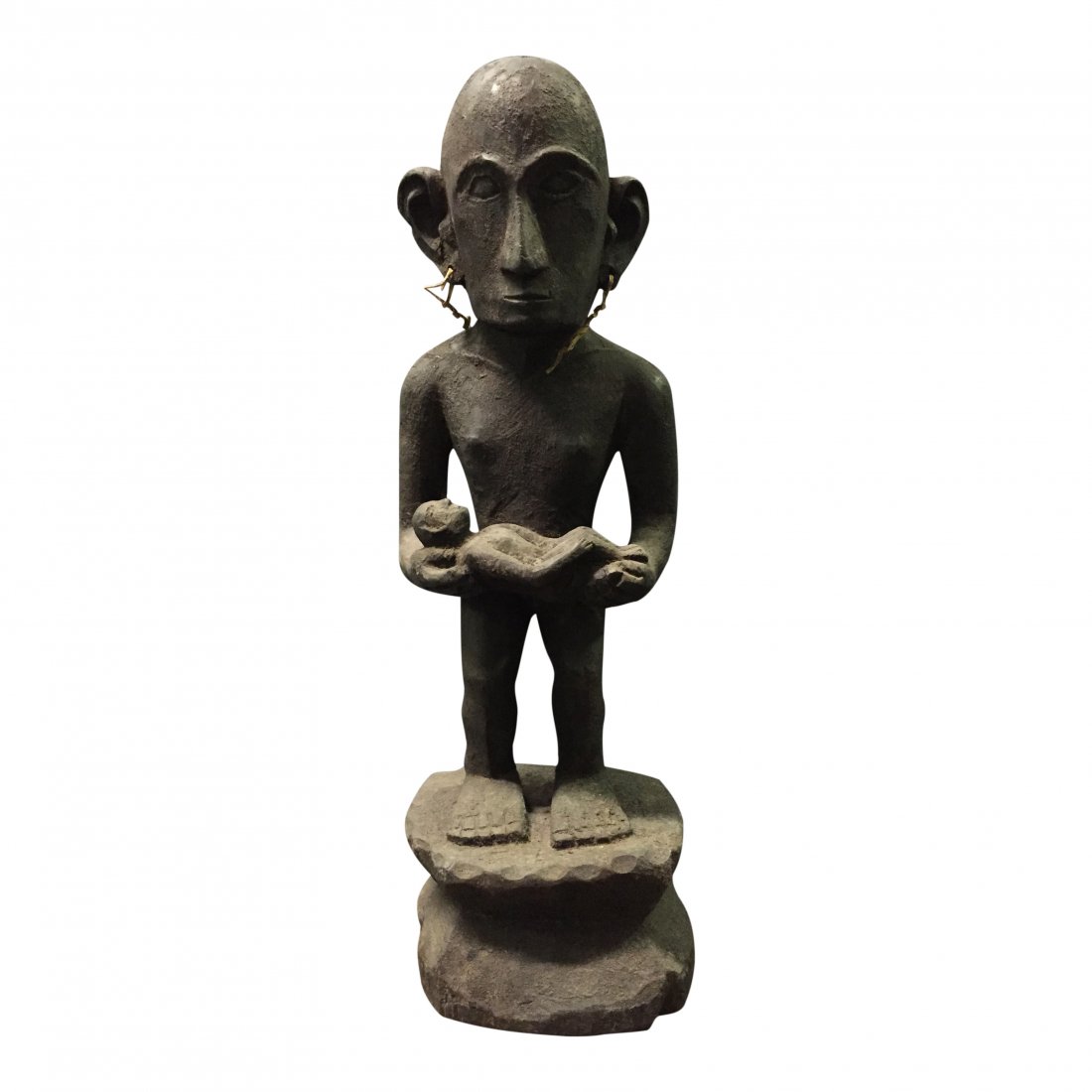 19th Century Standing bulul rice god holding a baby (1 of 3)