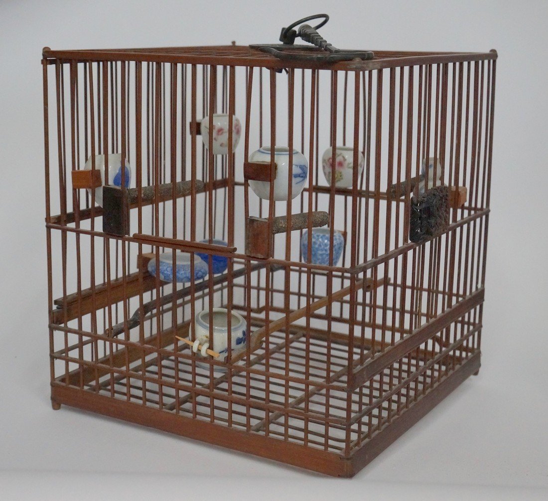 Vintage Square Bamboo Birdcage (1 of 8)