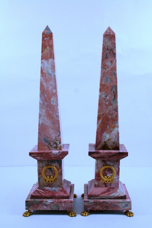 Pair of Egyptian Style Marble Obelisks (1 of 1)