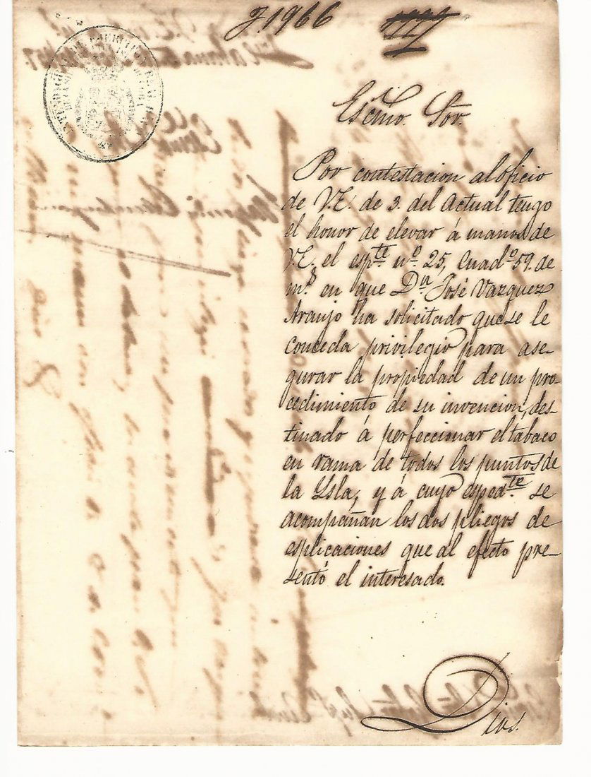 1857 Cuba Cigar Patent Documents (1 of 2)