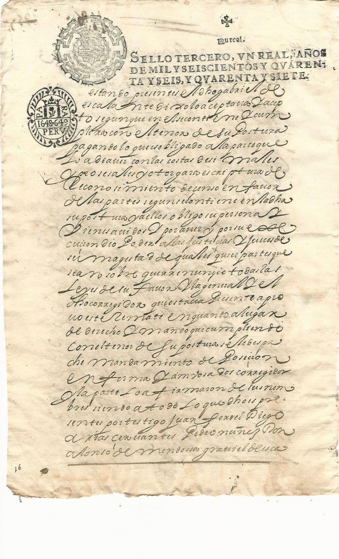 1649 Manuscript Colonial Peru Rare Stamp (1 of 1)