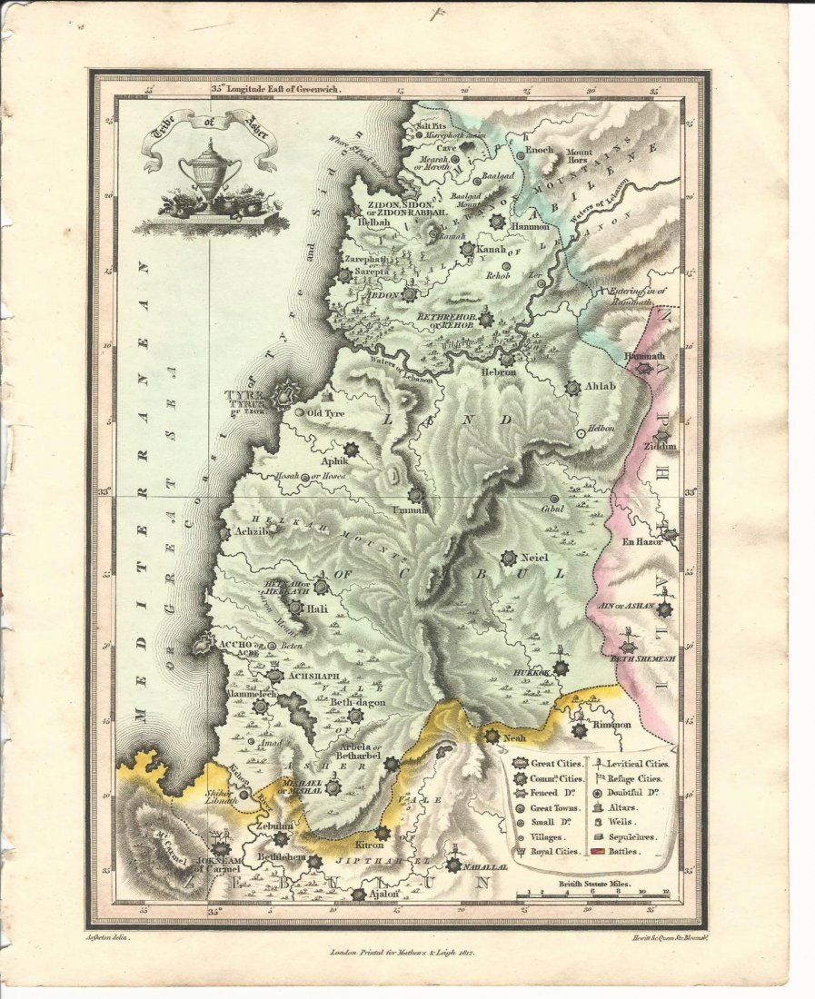 1812 Hand Colored Map of Holy land (1 of 1)