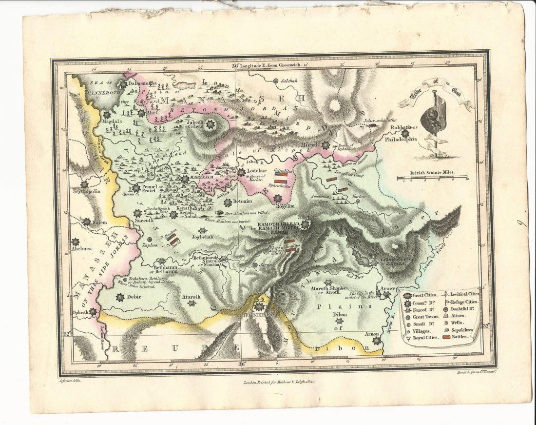 1812 Handcolored Map of Holy Land (1 of 1)