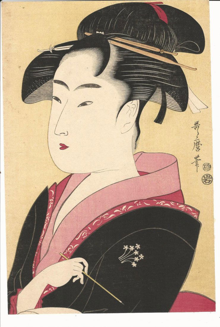 19th C Utamaro Japanese Woodblock (1 of 1)