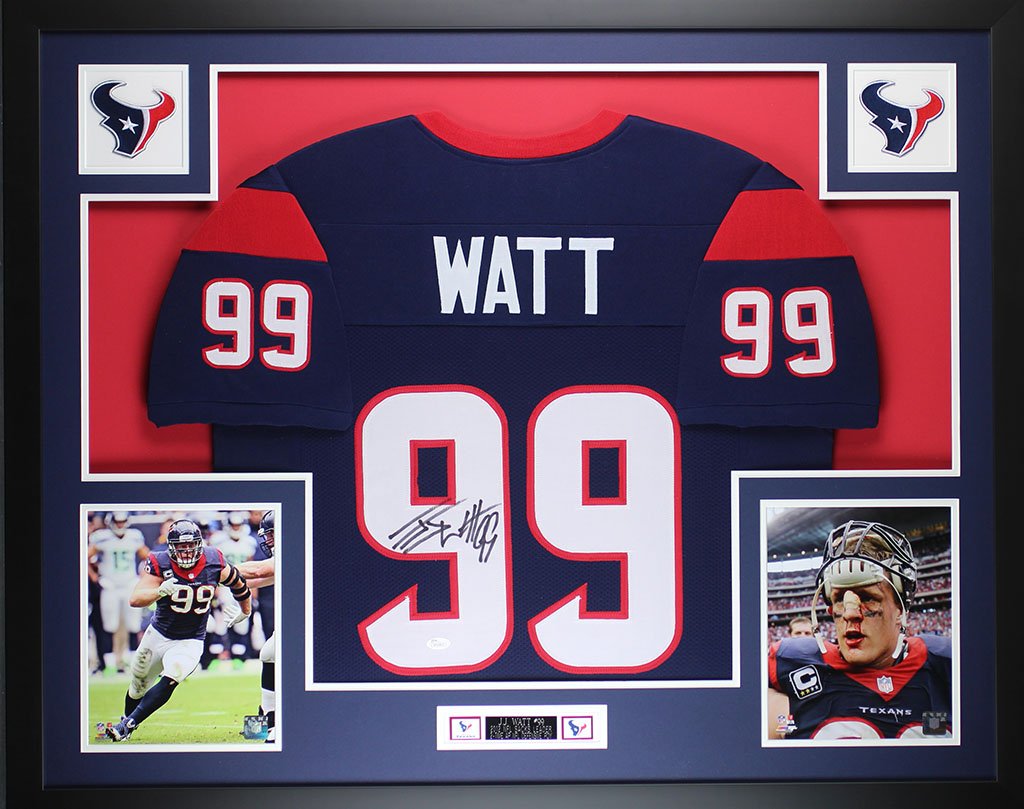 JJ Watt Framed and Autographed Navy Texans Jersey Auto (1 of 1)