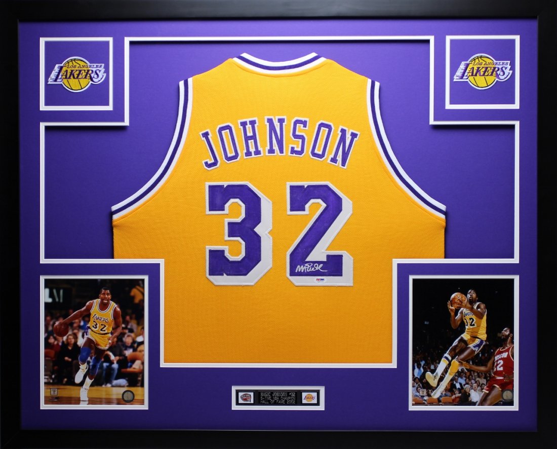 Magic Johnson Autographed and Framed Yellow Lakers (1 of 1)
