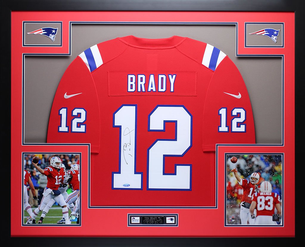 Tom Brady Autographed & Framed Red Patriots Jersey Auto (1 of 1)