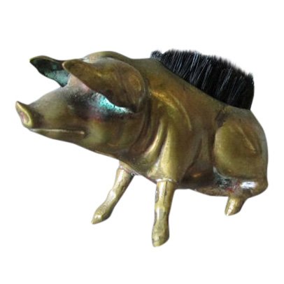 Whimsical 19thC Victorian Bronze Figural Pig Pen Wipe (1 of 7)