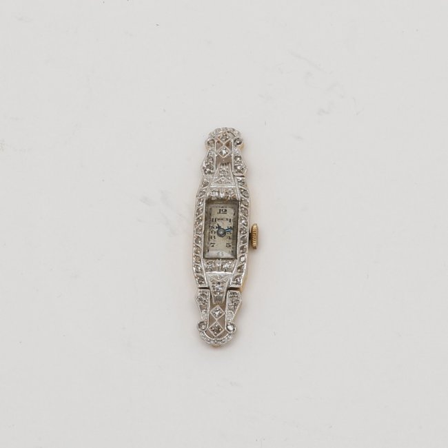 Ladies 1920s 18kt Gold Art Deco Diamond Watch (1 of 3)