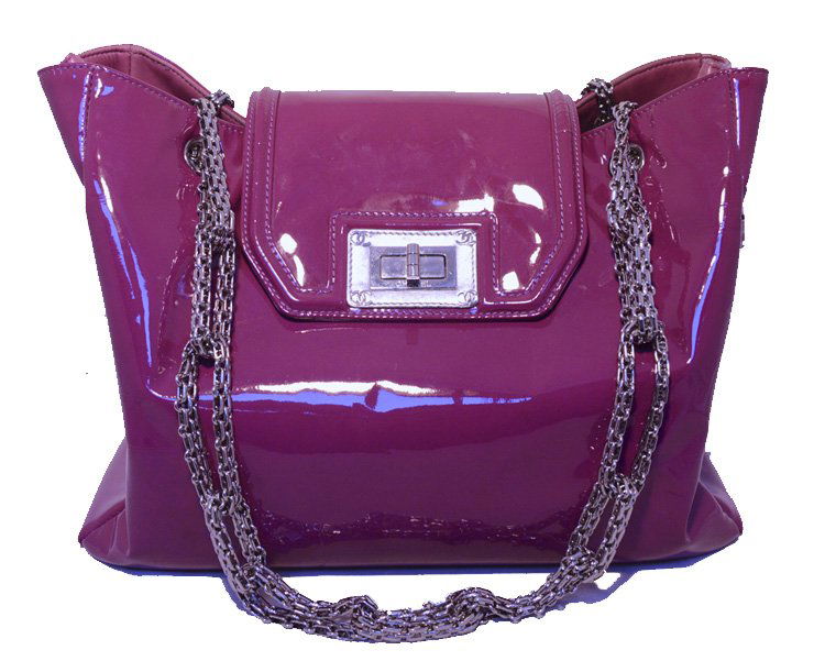 Chanel Purple Patent Leather Shoulder Bag Tote (1 of 7)