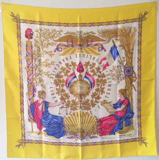 Hermes 1789 Liberte Egalite Silk scarf in Yellow (1 of 7)