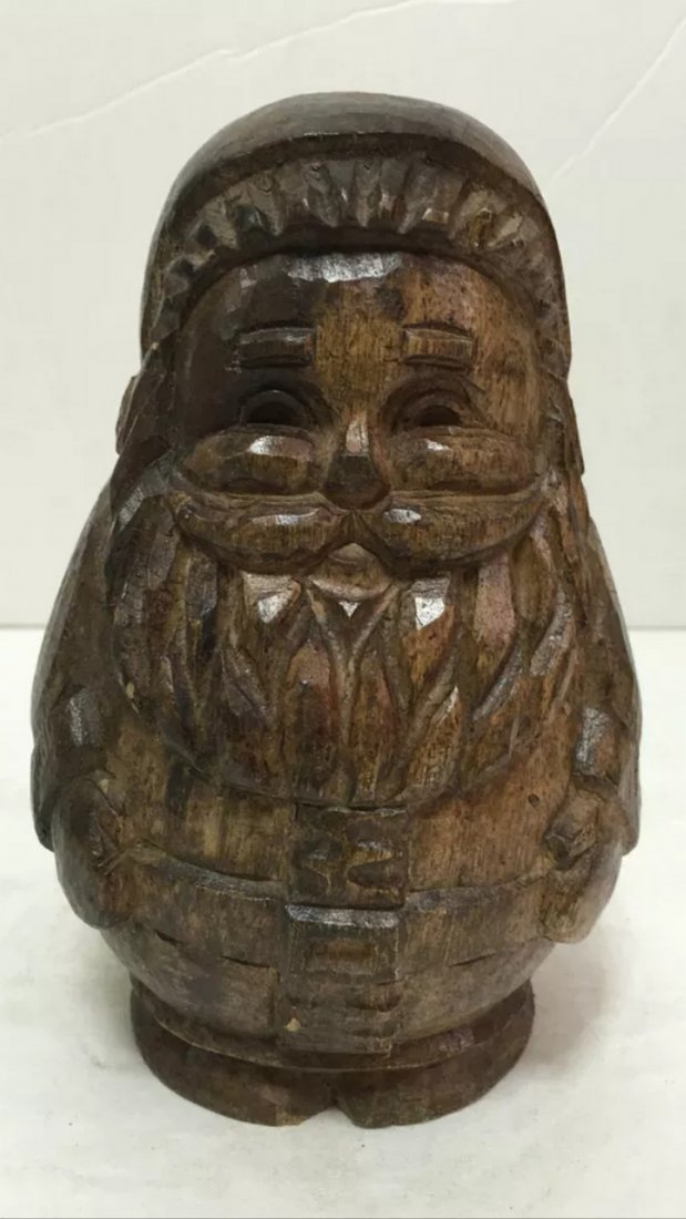 Santa Claus: Carved Wood Paper Mache Santa Claus 6.75'' T x 4.25'' W