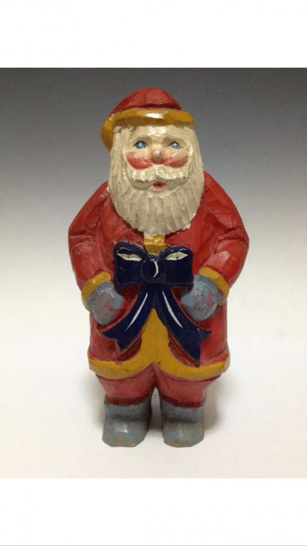 painted Santa Claus: Carved wood painted Mini Santa Claus 6'' T x 3'' W