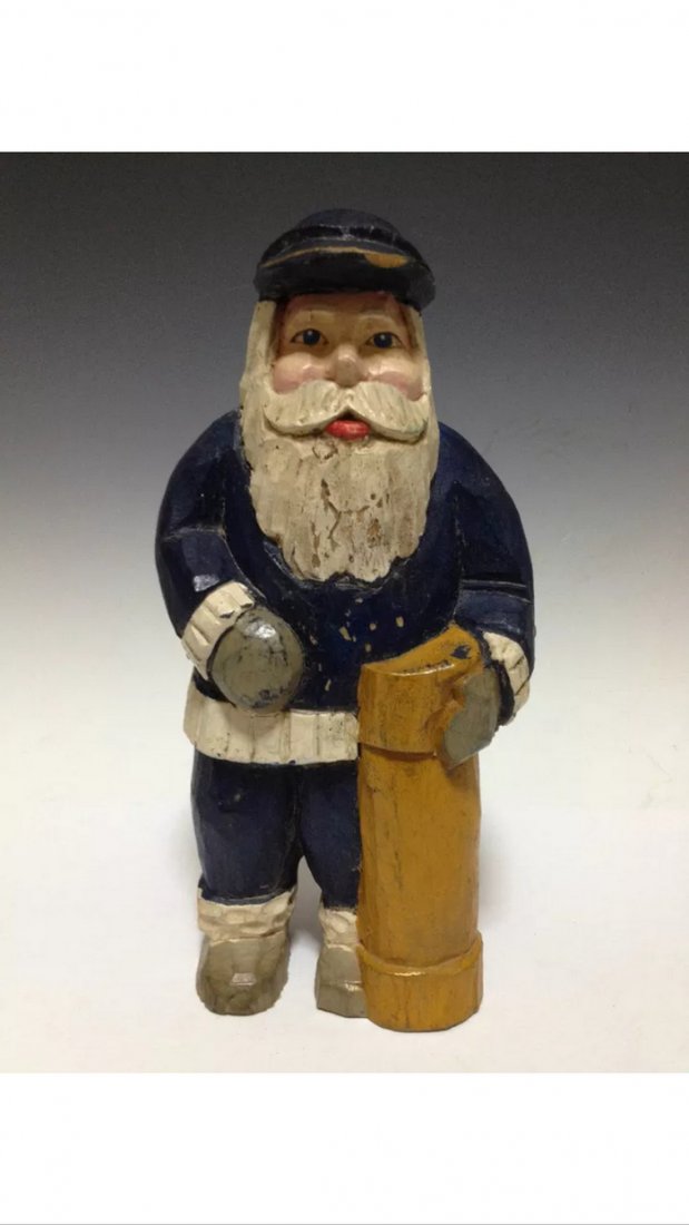 painted Santa Claus: Carved wood painted santa claus 8.25''T x 3.75''W