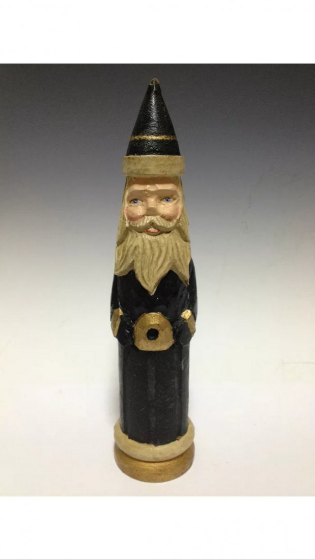 painted Santa Claus: Carved wood painted santa claus 10.25''T x 2.25''W