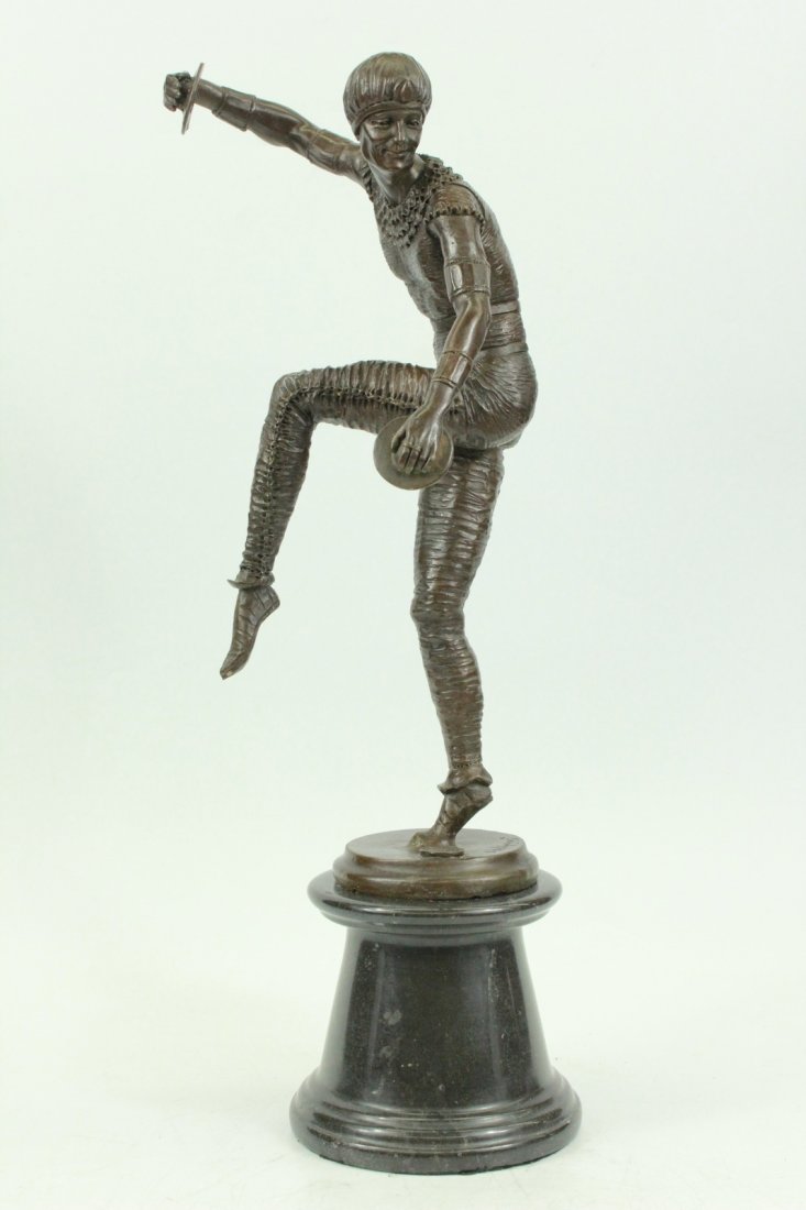 bronze on marble, Russian Tambourine Dancer (1 of 3)